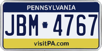 PA license plate JBM4767