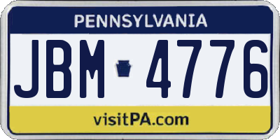 PA license plate JBM4776
