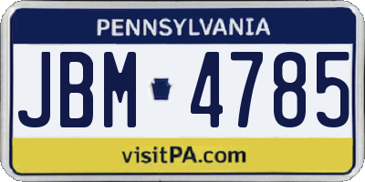 PA license plate JBM4785