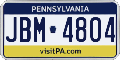 PA license plate JBM4804