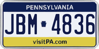 PA license plate JBM4836