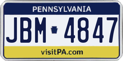 PA license plate JBM4847