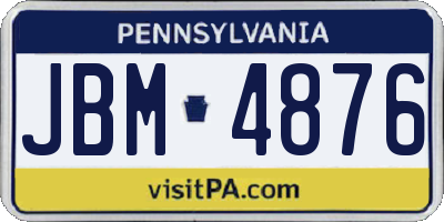 PA license plate JBM4876
