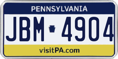 PA license plate JBM4904
