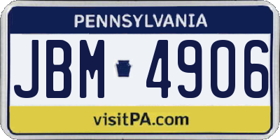 PA license plate JBM4906