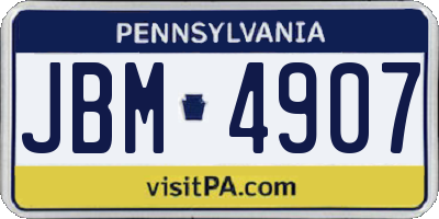 PA license plate JBM4907