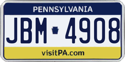 PA license plate JBM4908