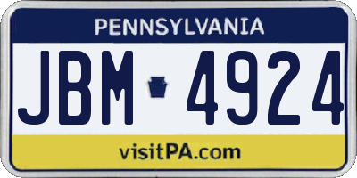 PA license plate JBM4924
