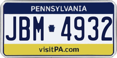 PA license plate JBM4932
