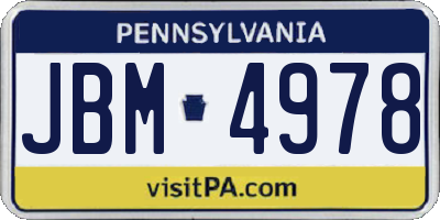 PA license plate JBM4978