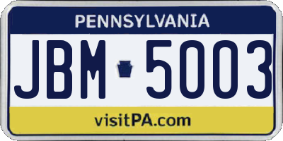 PA license plate JBM5003