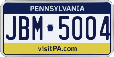 PA license plate JBM5004