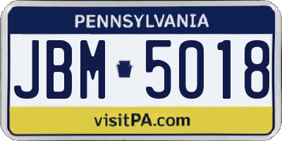 PA license plate JBM5018