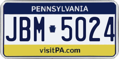 PA license plate JBM5024
