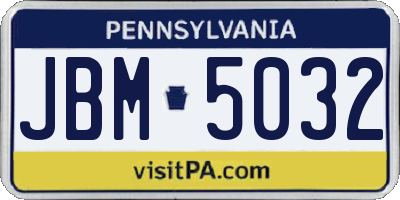 PA license plate JBM5032