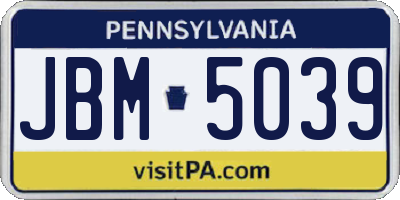 PA license plate JBM5039