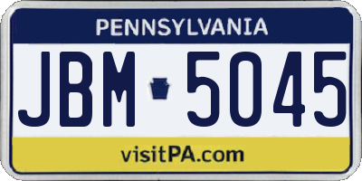 PA license plate JBM5045