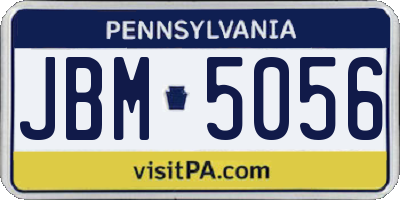 PA license plate JBM5056