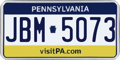 PA license plate JBM5073