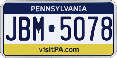 PA license plate JBM5078