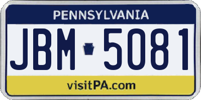 PA license plate JBM5081