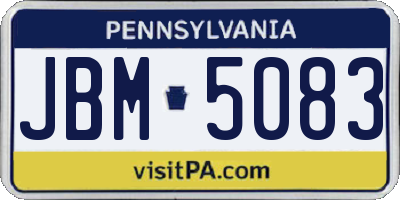 PA license plate JBM5083