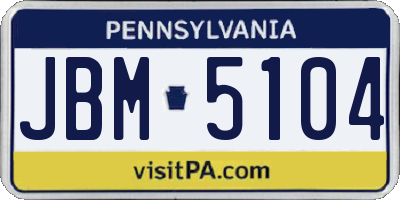 PA license plate JBM5104