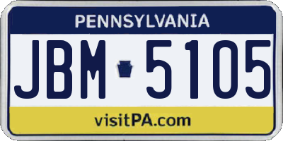 PA license plate JBM5105