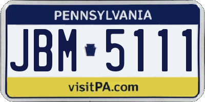PA license plate JBM5111