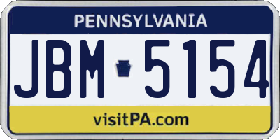 PA license plate JBM5154