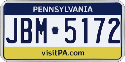 PA license plate JBM5172
