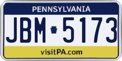 PA license plate JBM5173