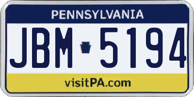 PA license plate JBM5194