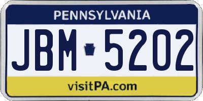 PA license plate JBM5202