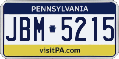 PA license plate JBM5215