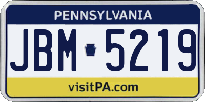 PA license plate JBM5219