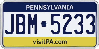 PA license plate JBM5233