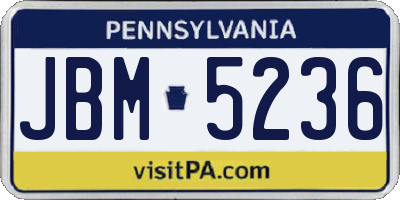 PA license plate JBM5236