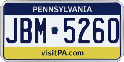 PA license plate JBM5260
