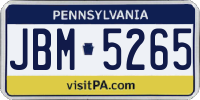 PA license plate JBM5265