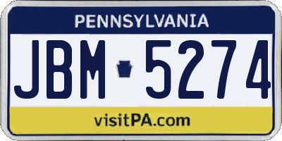 PA license plate JBM5274