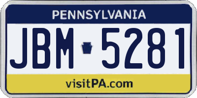 PA license plate JBM5281