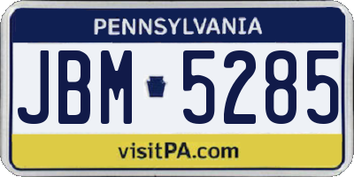 PA license plate JBM5285
