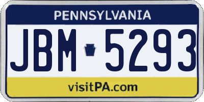 PA license plate JBM5293
