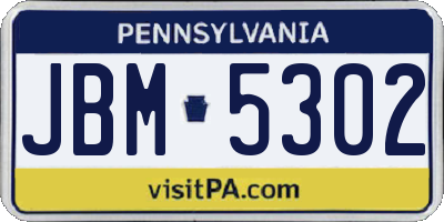 PA license plate JBM5302