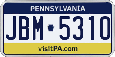 PA license plate JBM5310