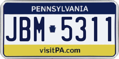PA license plate JBM5311