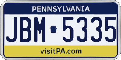 PA license plate JBM5335