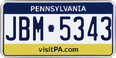 PA license plate JBM5343