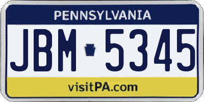 PA license plate JBM5345